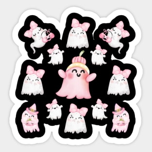 Pink Ghost Happy Halloween Cute Sticker